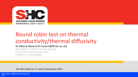 Helena Navarro_Round robin test on thermal conductivity / thermal diffusivity