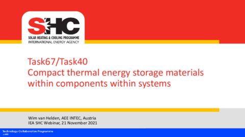 Wim van Helden_Task 67 & 40: Compact thermal energy storage materials within components within systems