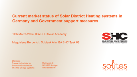 Magdalena Berberich -  Current market status of Solar District Heating systems in Germany and Government supported measures